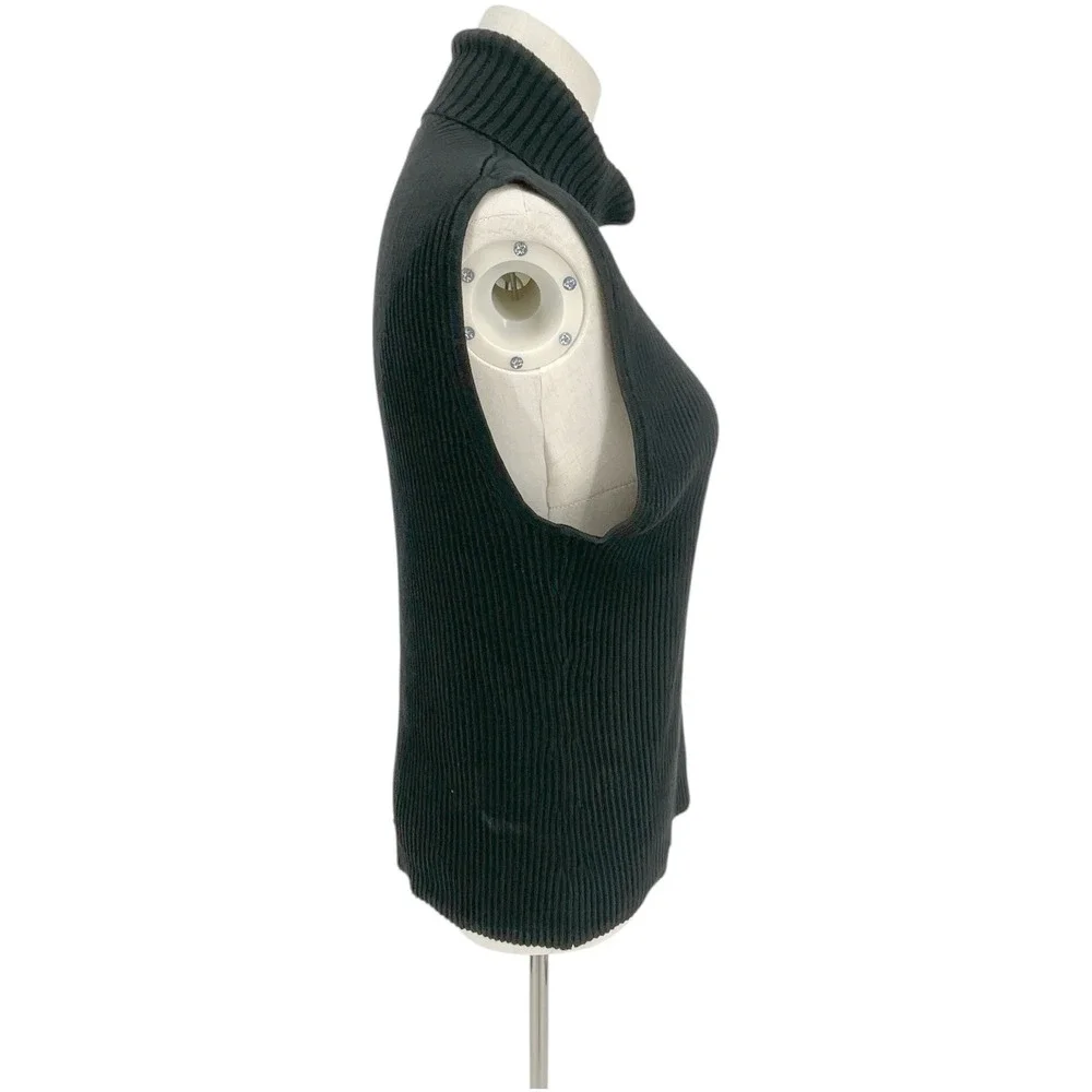 Chicos Black Ribbed‎ Sleeveless Turtleneck Silk Blend Sweater Top Womens Sz 1 Sm